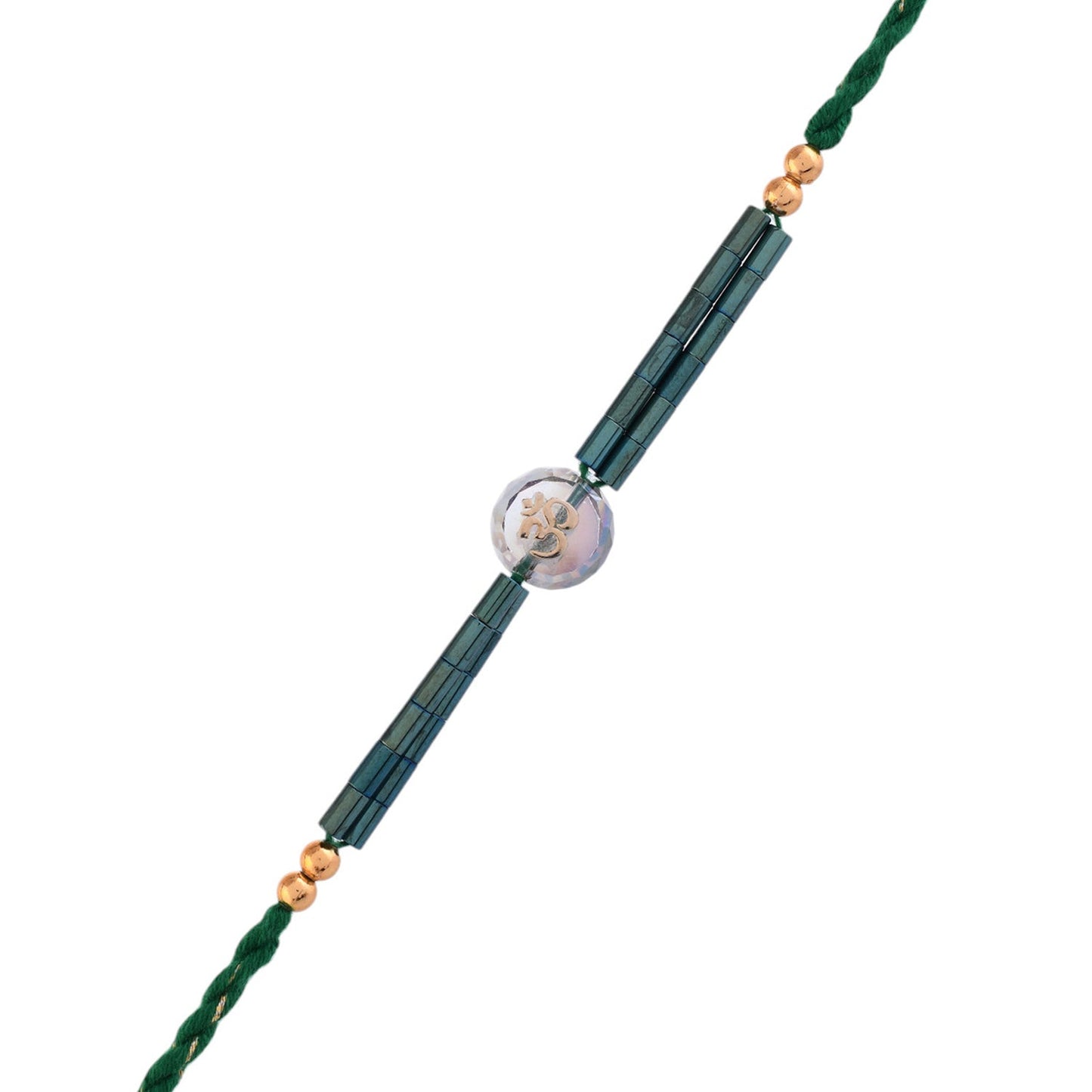 trueBrowns X Voylla Men's Om Green Beads Thread Rakhi For Brother