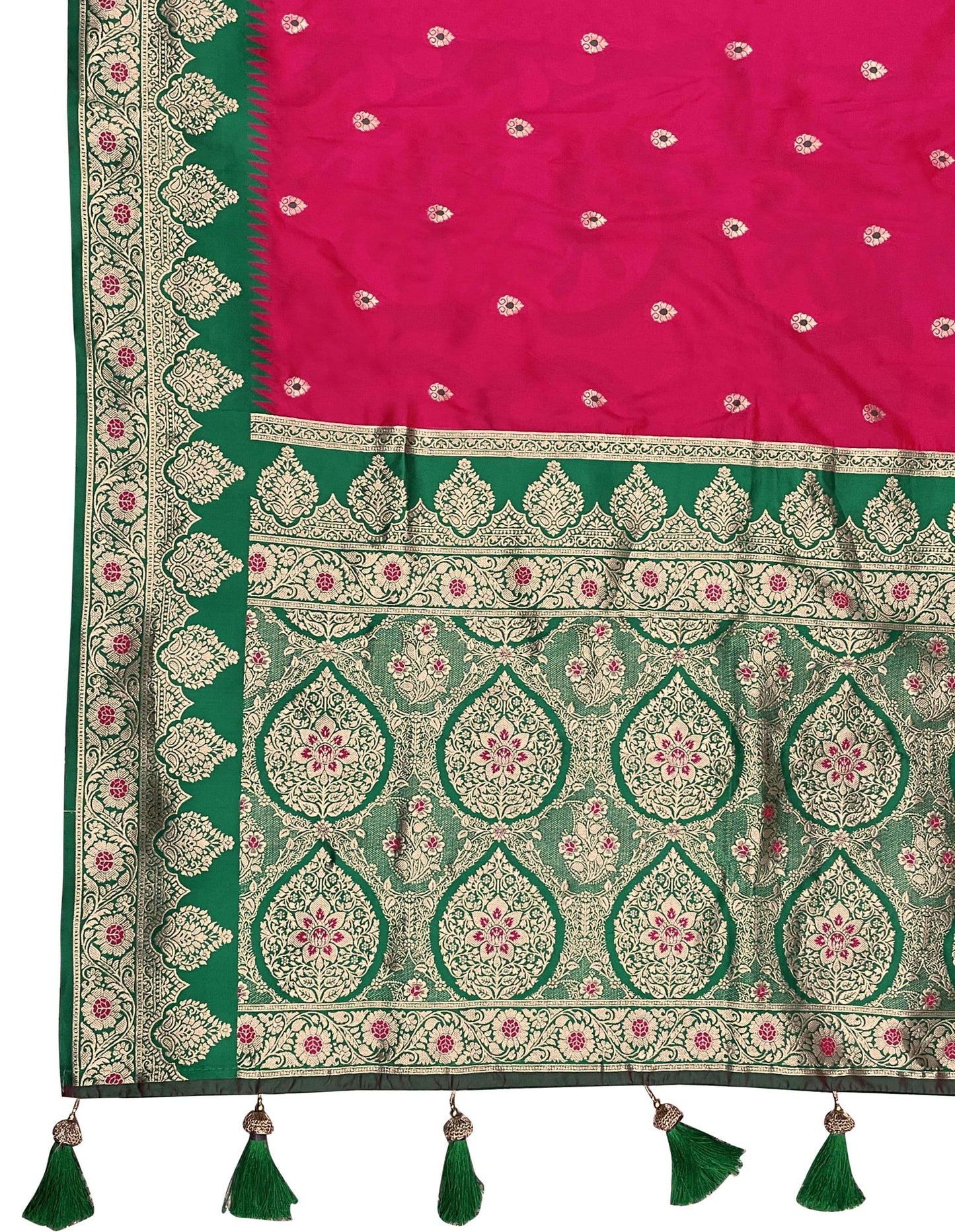 MANOHARI Banarasi Silk Blend Jacquard Work Saree - Pink