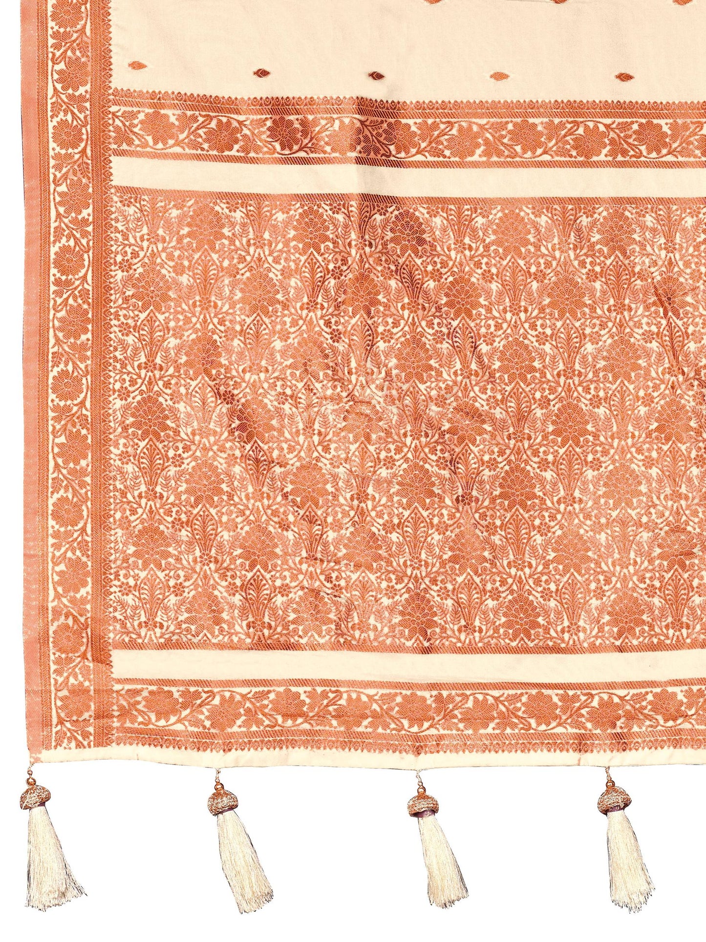 MANOHARI Banarasi Silk Blend Jacquard Work Saree - Beige
