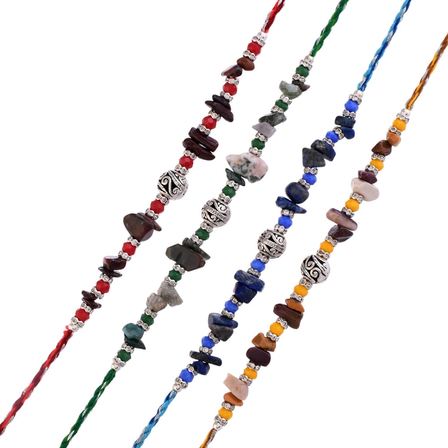trueBrowns X Voylla Pack Of 4 Men's Beaded Colourful Rakhis
