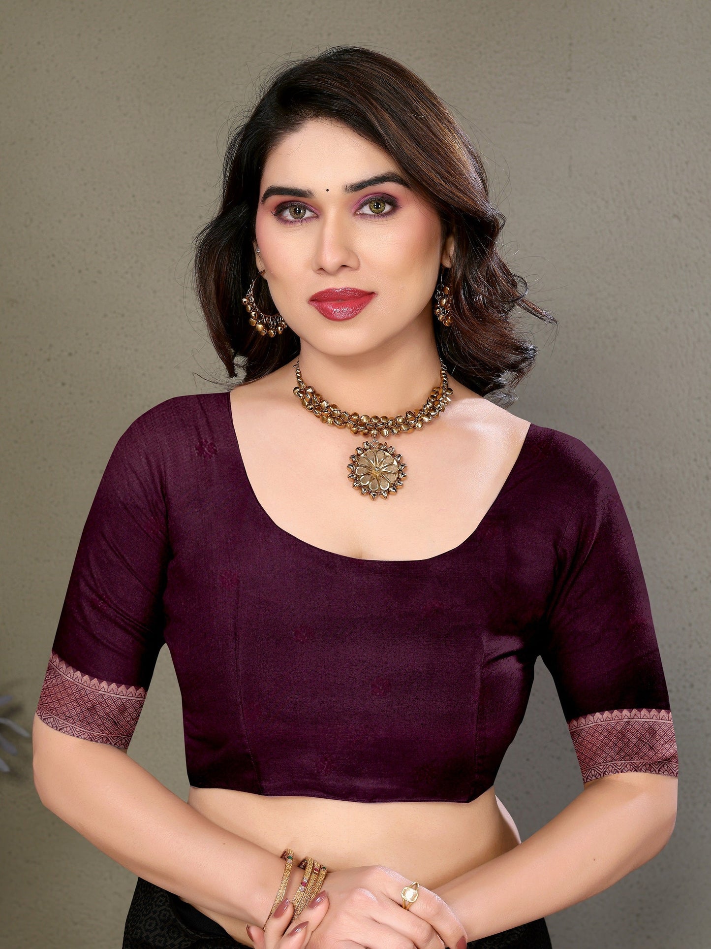 Vedant Vastram Litchi Silk Banarasi Silk Saree - Wine