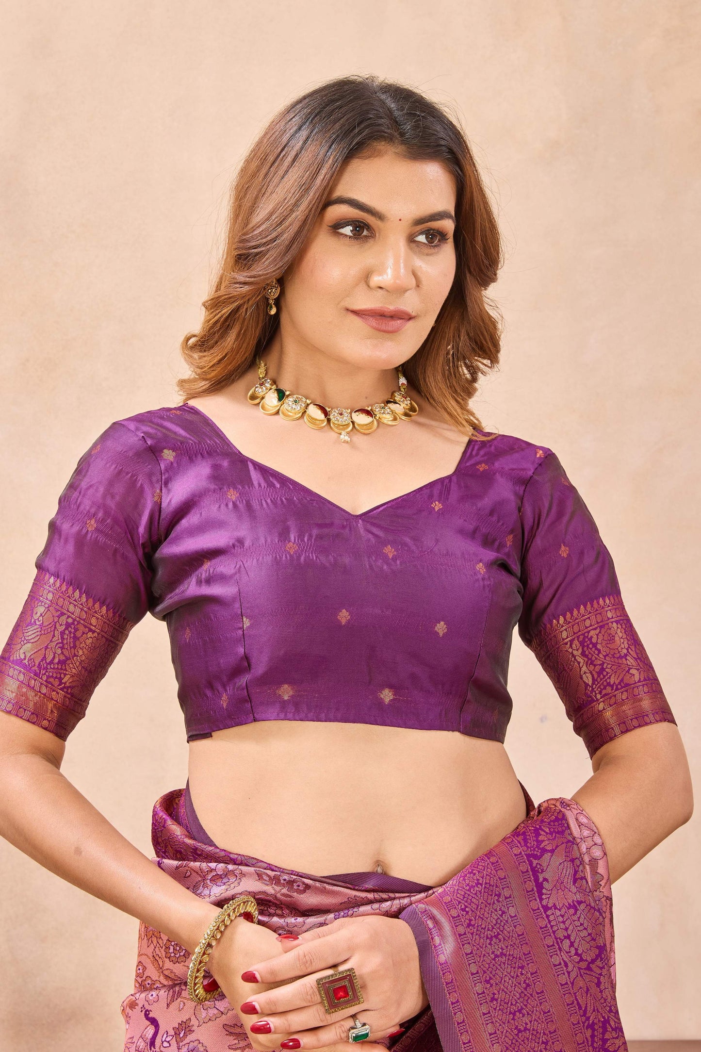 Divine International Trading Co Light Pink Soft Silk Blend Banarasi Jacuard Work Designer Party Wear Saree With Unstitched Blouse Piece
