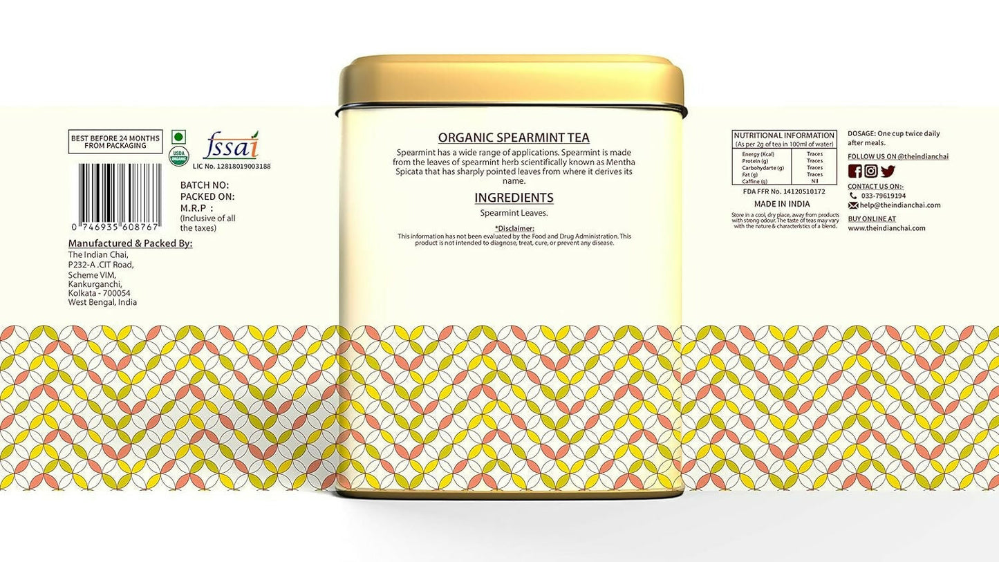 The Indian Chai – Organic Spearmint Tea 30 Pyramid Tea Bags