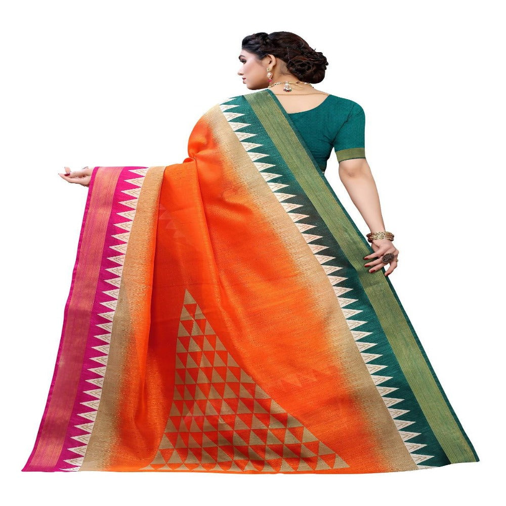 Vamika Orange Linen Jari Border Saree (GUNJAN Orange)