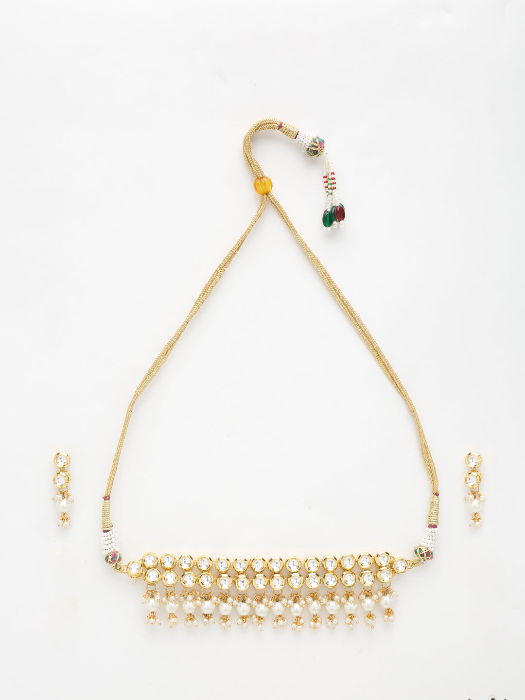 Kundan Choker With Earrings - Ruby Raang