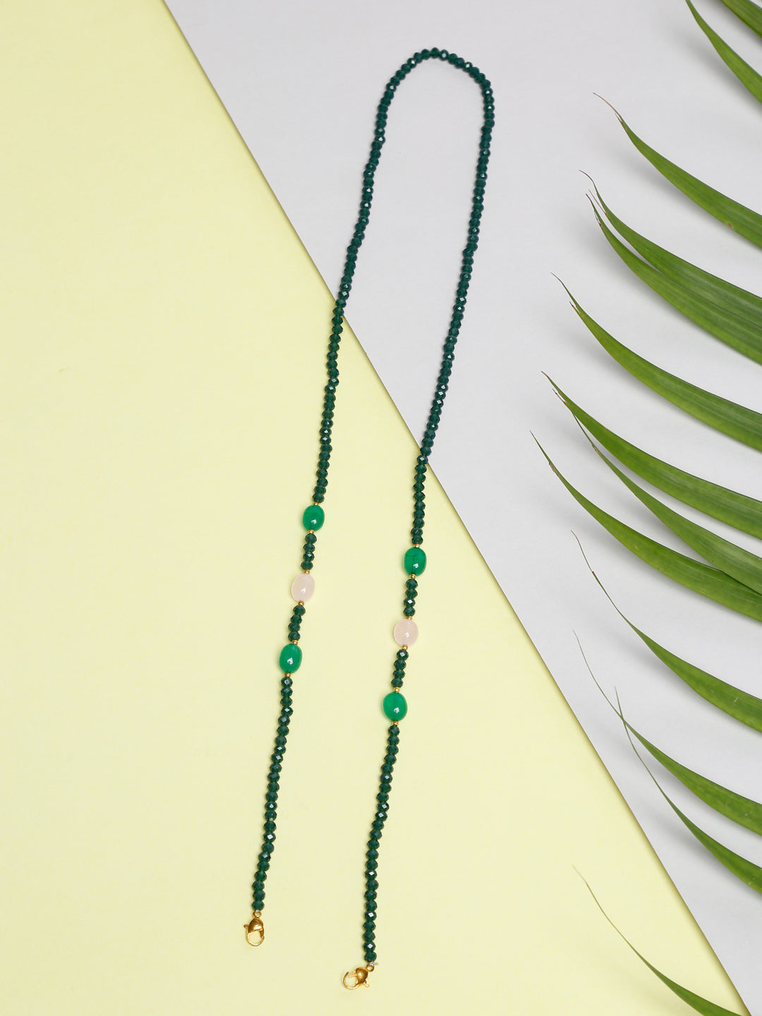Stone And Gold-Polished Mask Chain - Ruby Raang