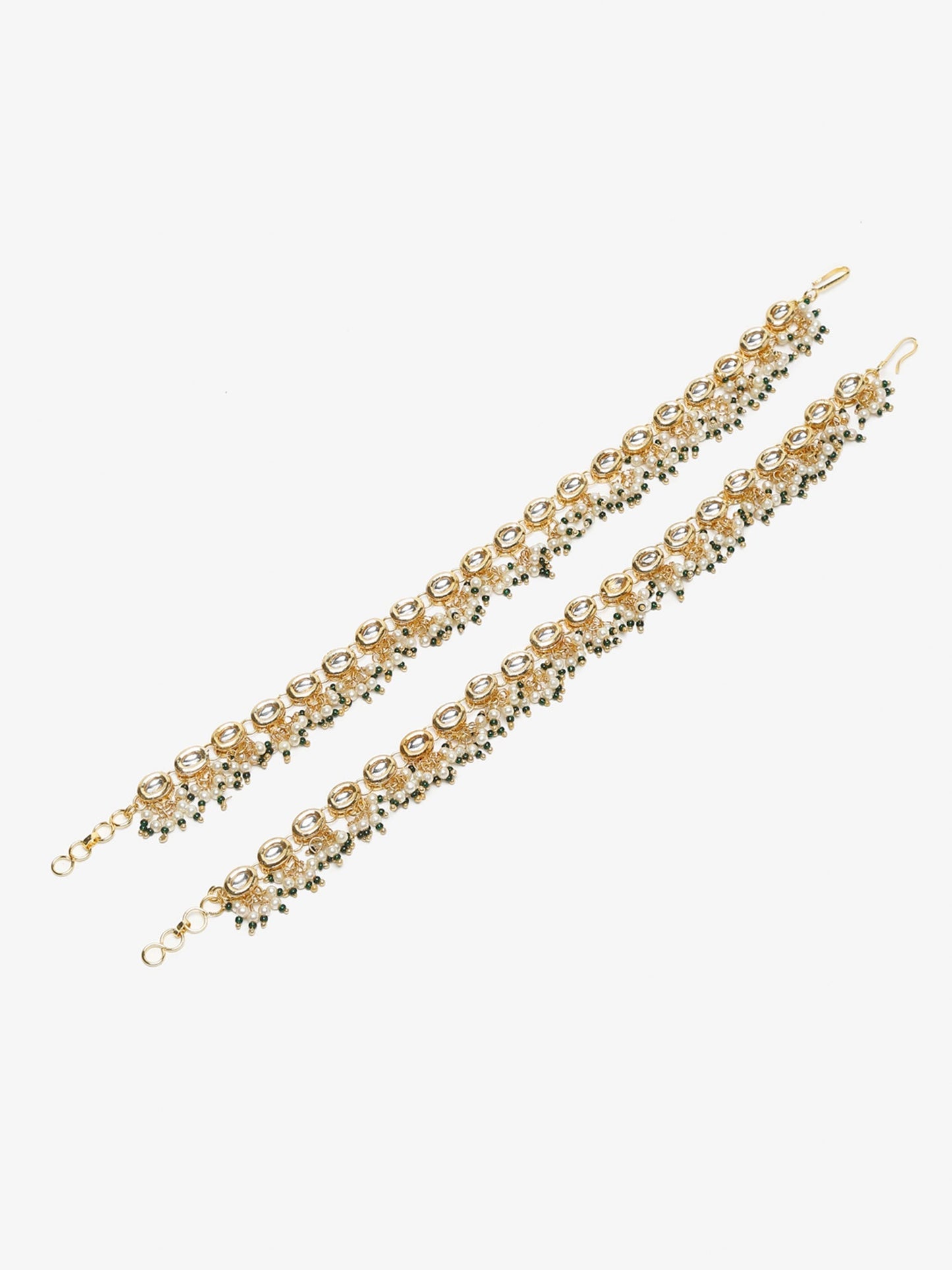 White Gold-Polished Anklets Set Of 2 - Ruby Raang