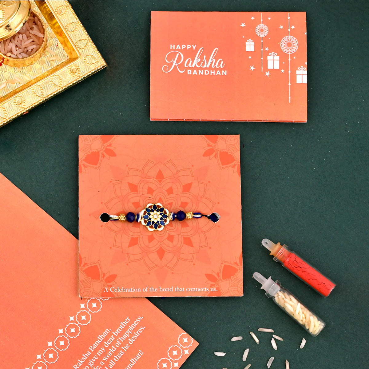 trueBrowns X Voylla Ethnic Studded Blue Thread Rakhi