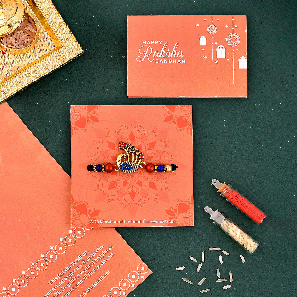 trueBrowns X Voylla Colorful Peacock Motif Thread Rakhi