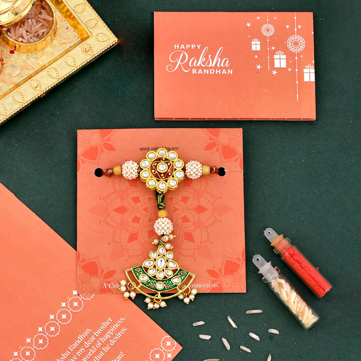 trueBrowns X Voylla Kundan Polki Traditional Bhaiya-Bhabhi Rakhi