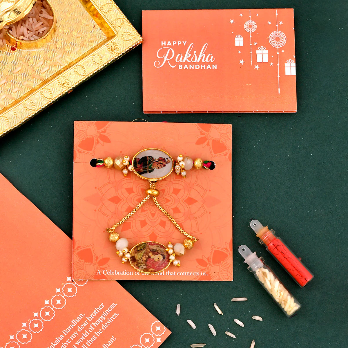 trueBrowns X Voylla Traditional King And Queen Pearl Beads Bhaiya-Bhabhi Rakhi