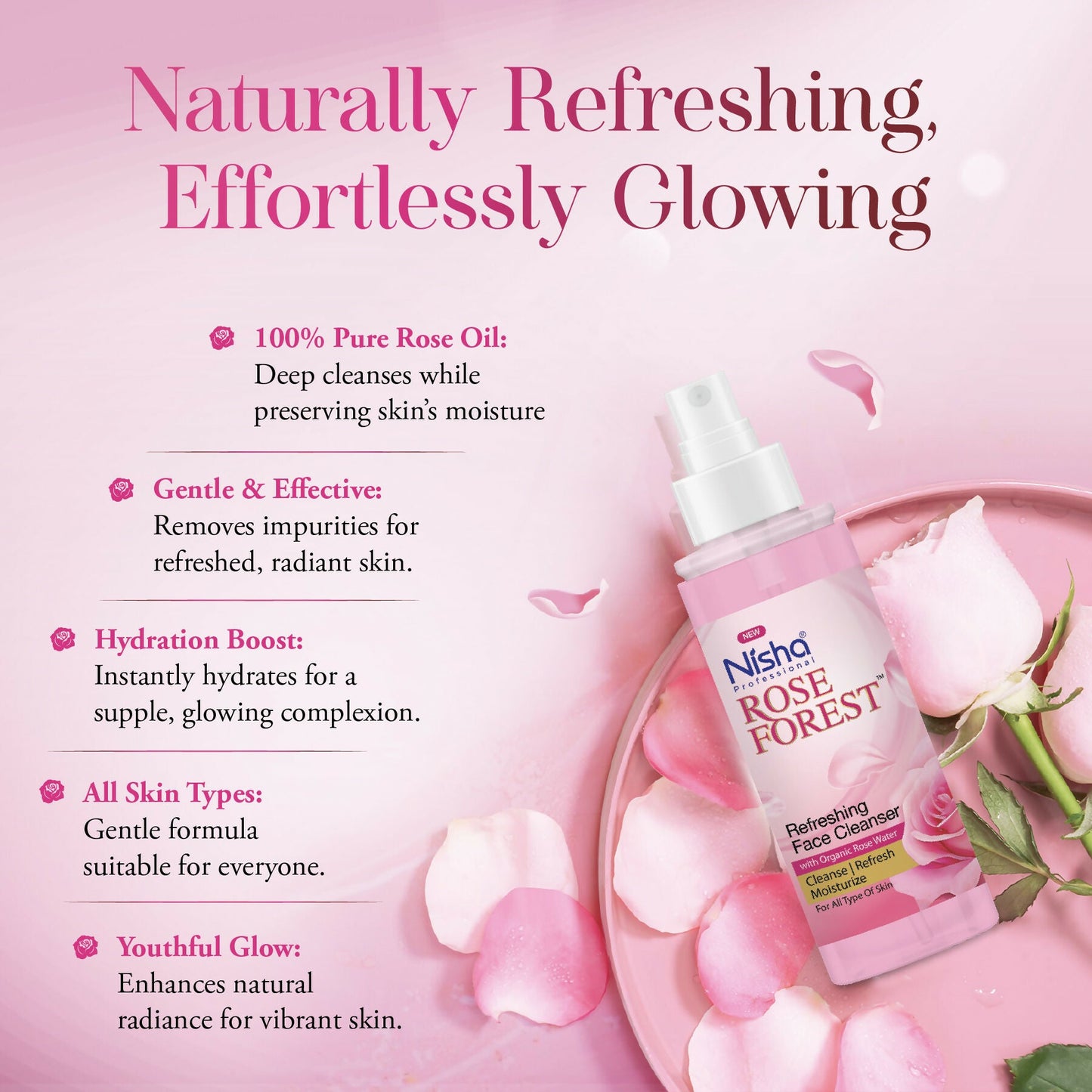 Nisha Professional Refreshing Face Cleanser With Organic Rose Water