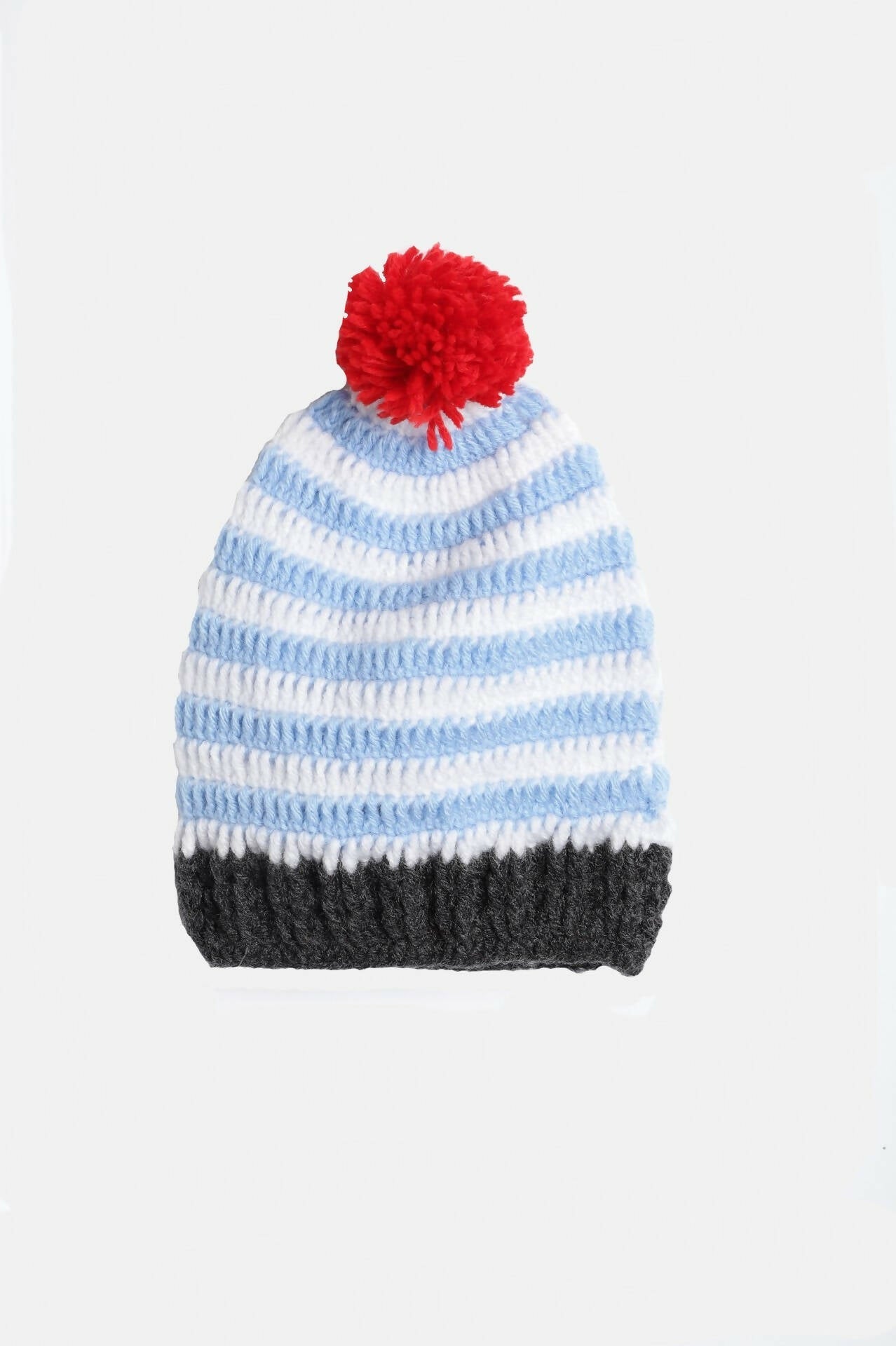 Chutput Kids Woollen Hand Knitted Fish And Pom Pom Detail Cap - Multicolor