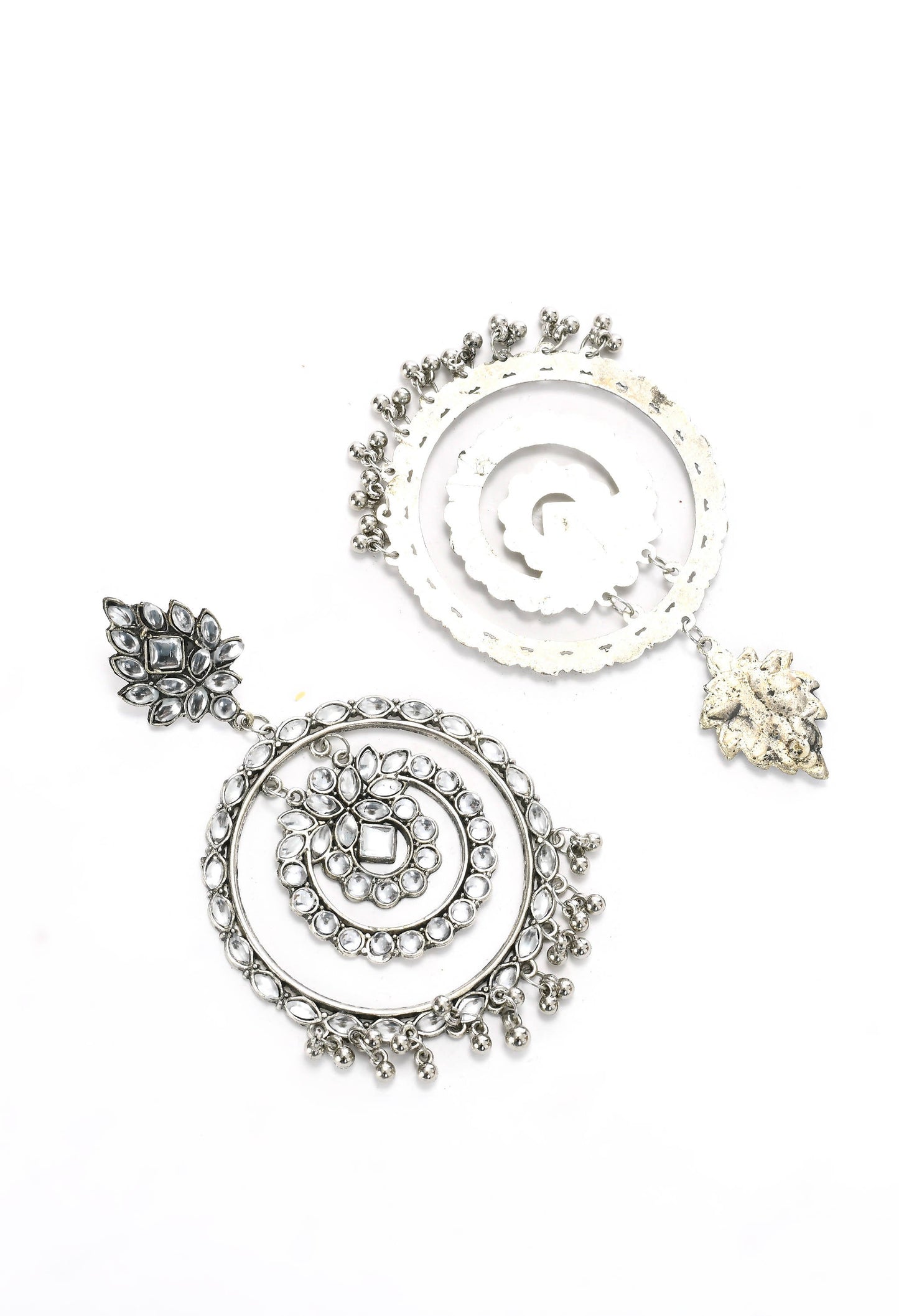 Mominos Fashion Johar Kamal Women's White Kundan Circles Earrings
