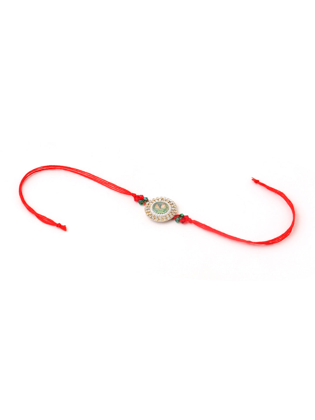NVR Multicolor Artificial Stones & Beads Set of 2 Bhaiya Bhabhi Rakhi with Roli Chawal Chandan & Mishri