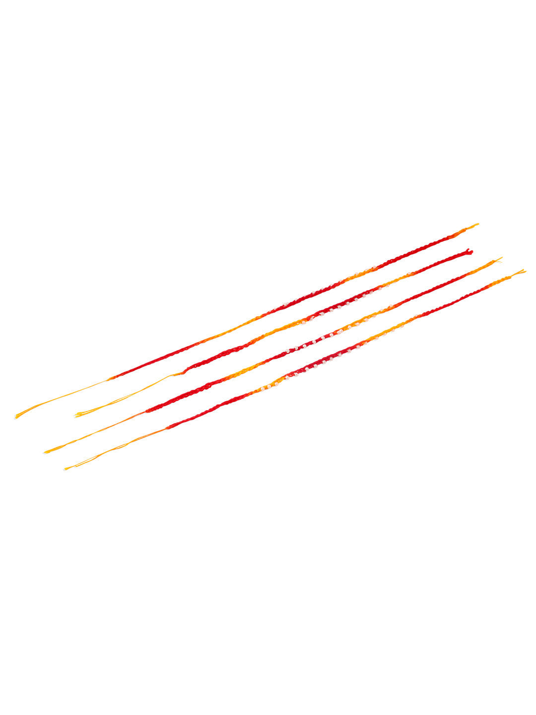 NVR Men Set of 4 Pearls Traditional Red Thread Rakhi, Combo for Rakshabandhan