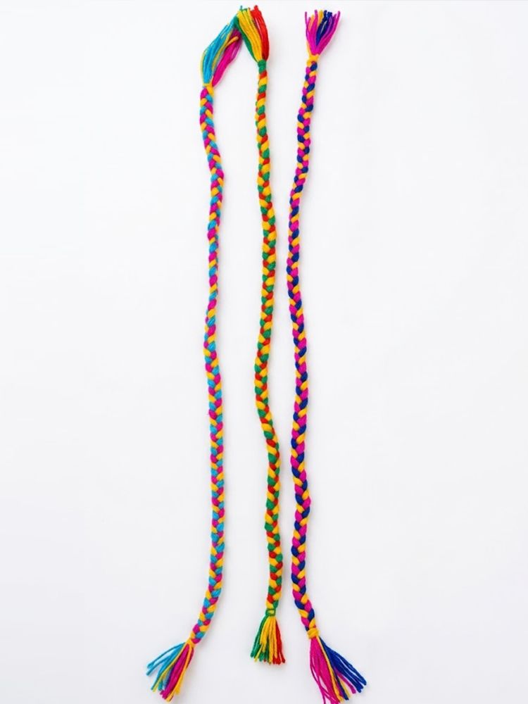 NVR Set of 3 Multicolor Thread Rakhi with Roli Chawal Chandan Mishri