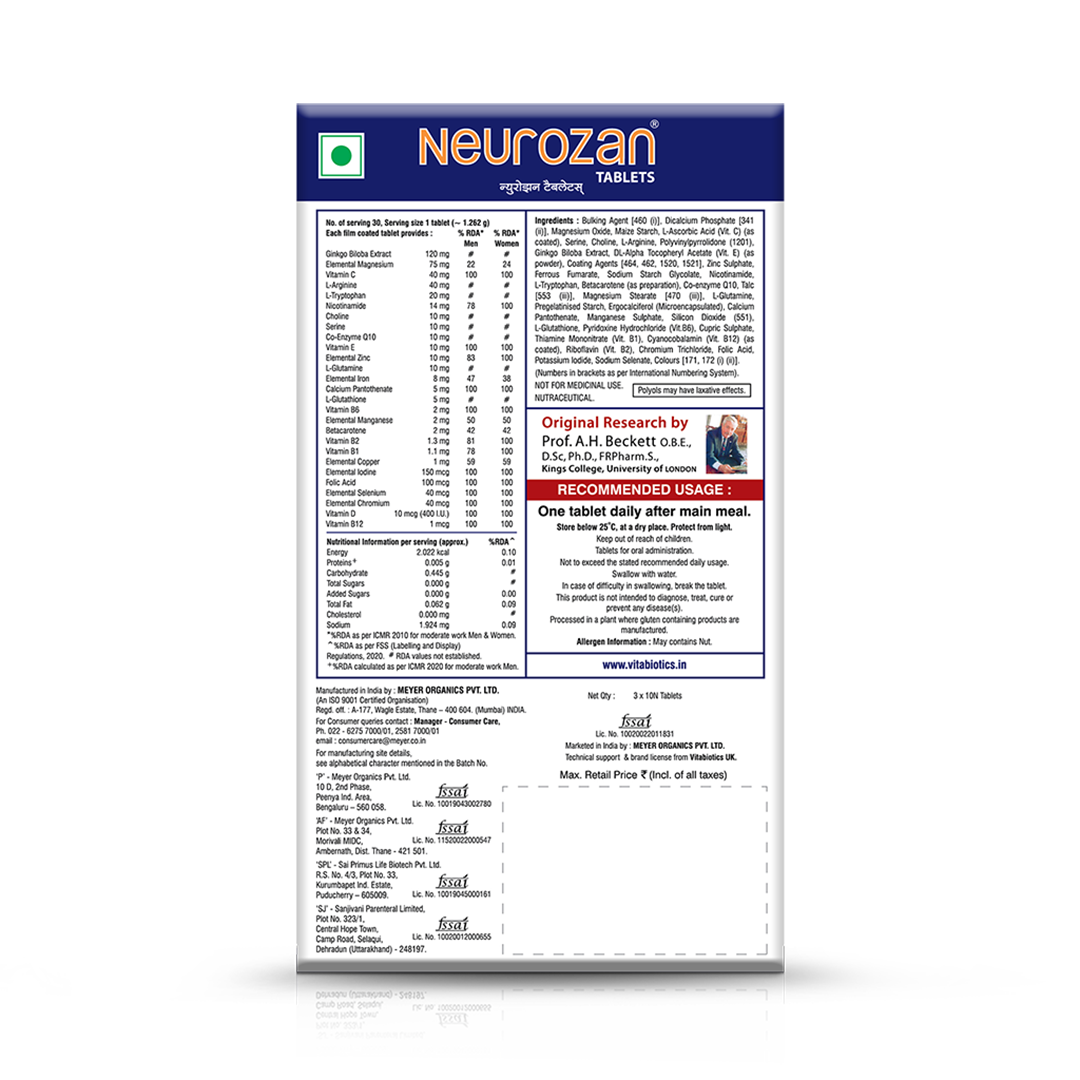Vitabiotics Neurozan Supplement - 30 tabs