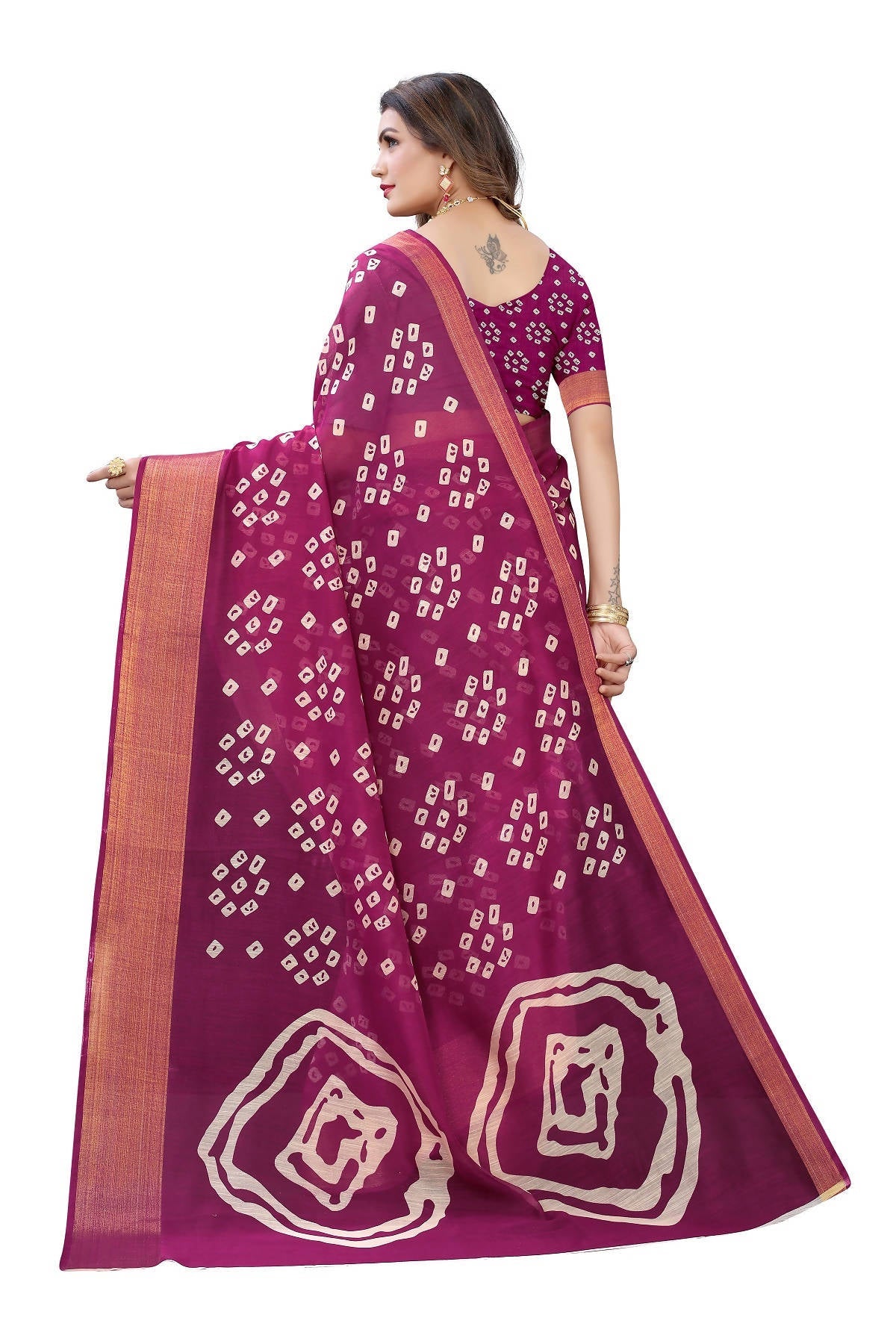 Vamika Purple and Gold Linen Jari Border Saree (RADHIKA PURPLE)
