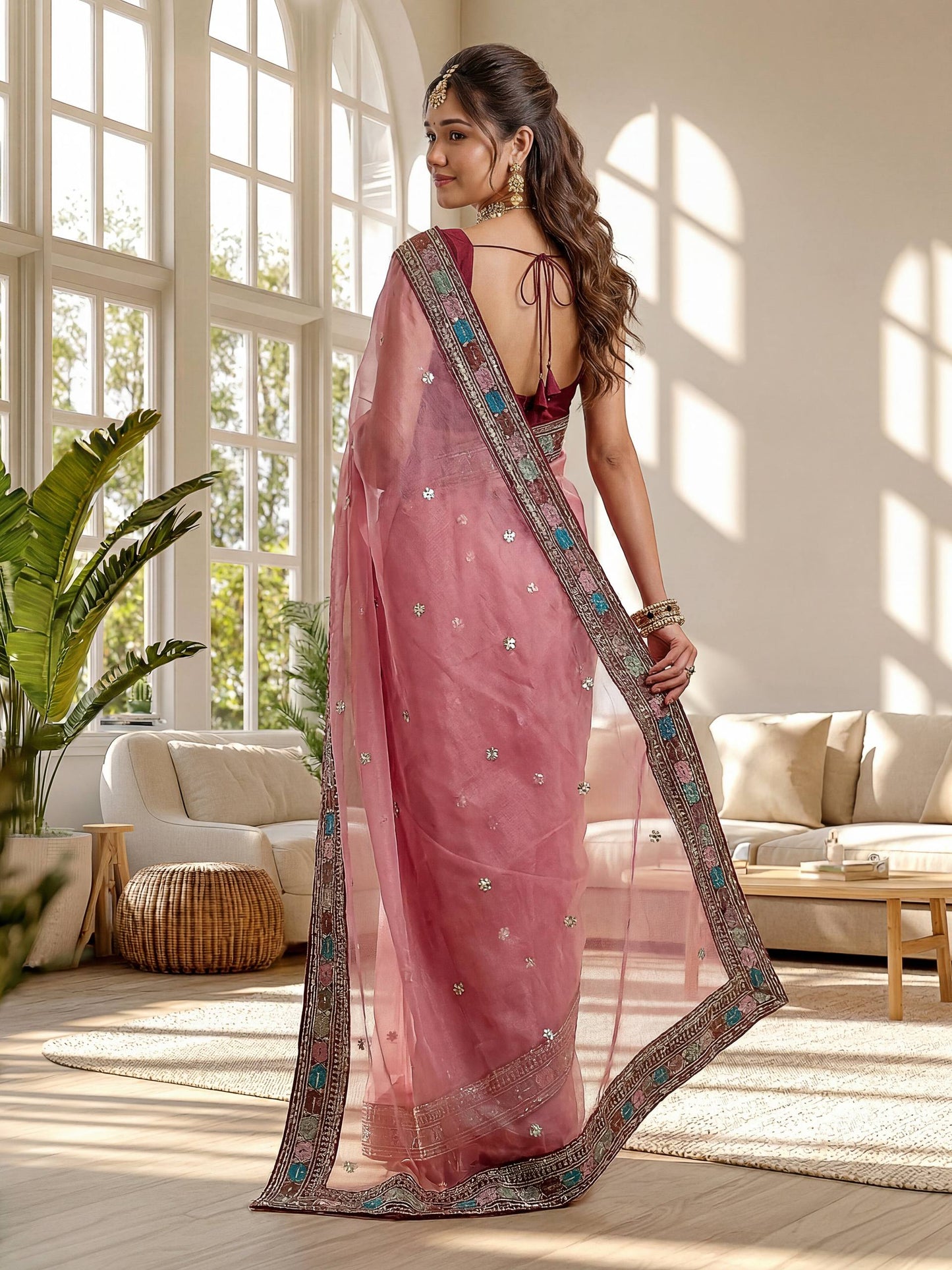 Lehenga Mart Designer Bollywood Style Party Wear Saree-Pink
