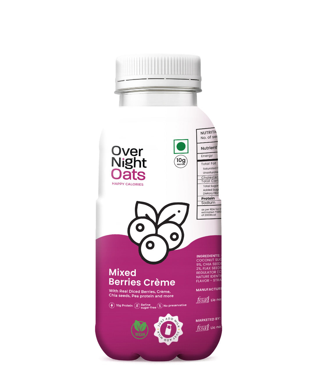 OverNightOats Vegan Mixed Berries Crème Oatmeal