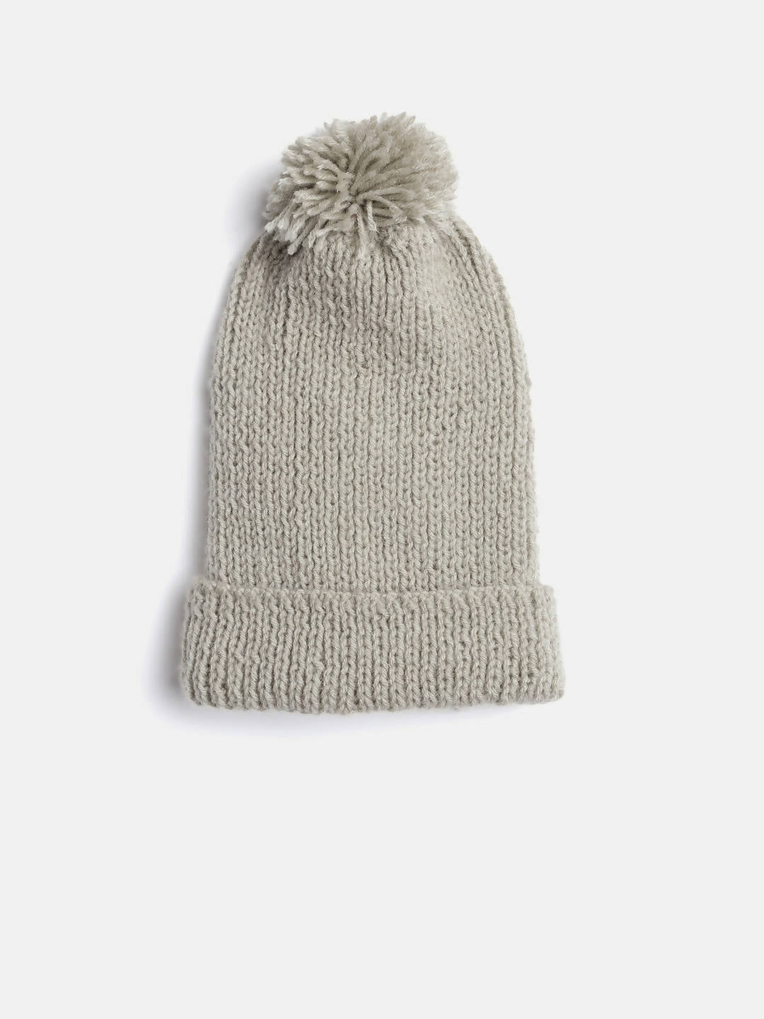 Chutput Kids Woollen Hand Knitted Pom Pom Detailed Cap - Grey