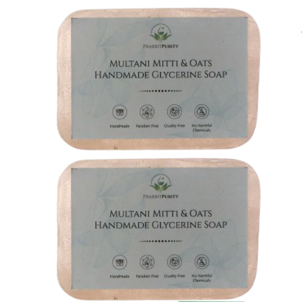 PrakritPurity Multani Mitti & Oats Handmade Glycerine Soap