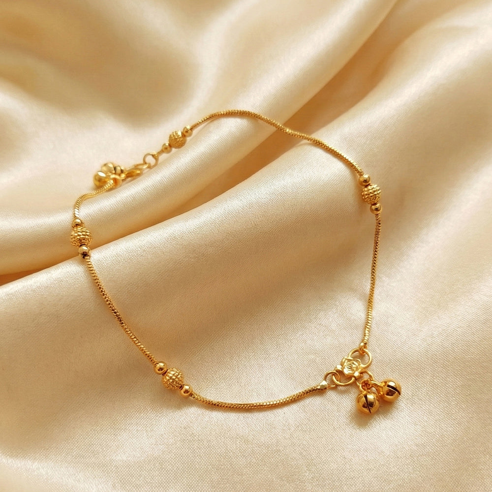 JS Fashion Elegant High Gold Simple Beads Anklet for Women & Girls
