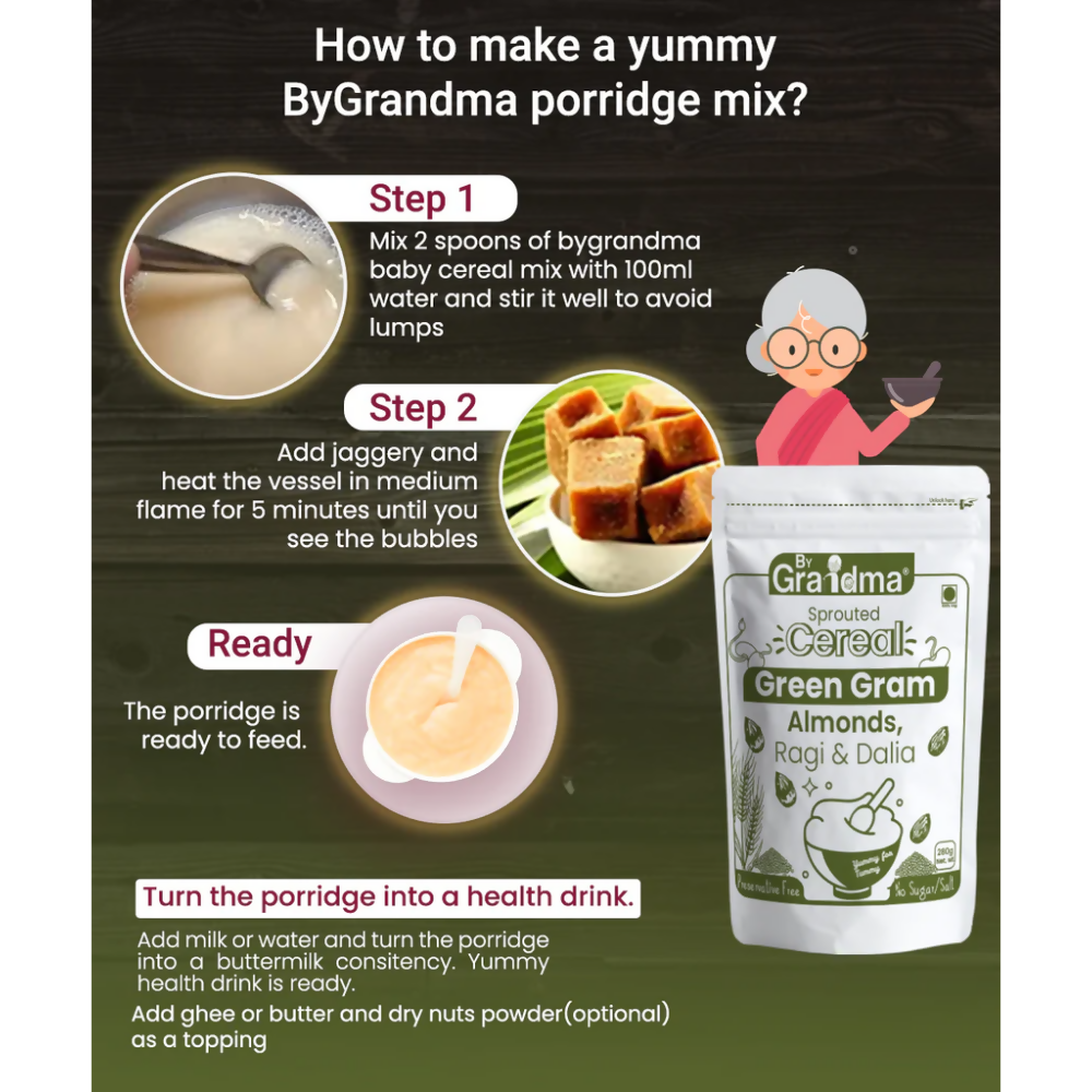 By Grandma Veggies & Nuts – Sprouted Cereal Green Gram, Almond, Ragi and Dalia