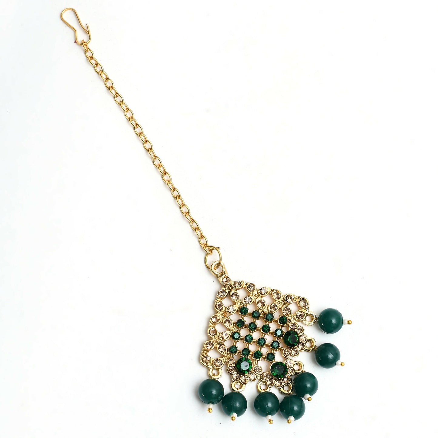 Mominos Fashion Johar Kamal Traditional Rajwadi Design Heavy Golden/Green Color Necklace Set