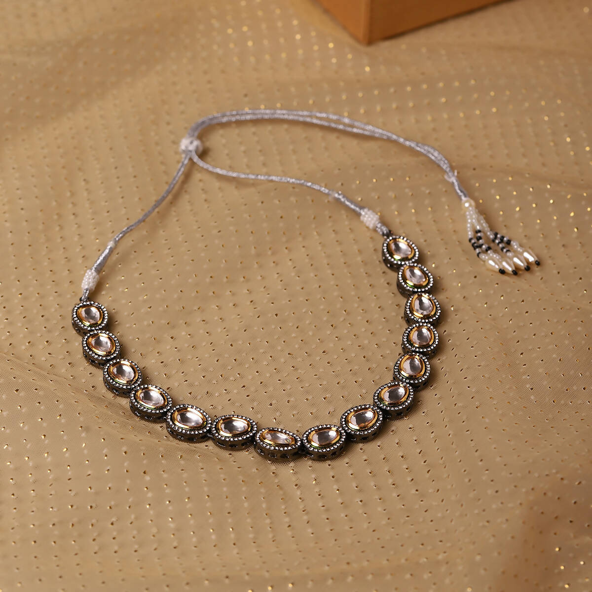 Silver-Toned Brass Rhodium-Plated Necklace - Ruby Raang