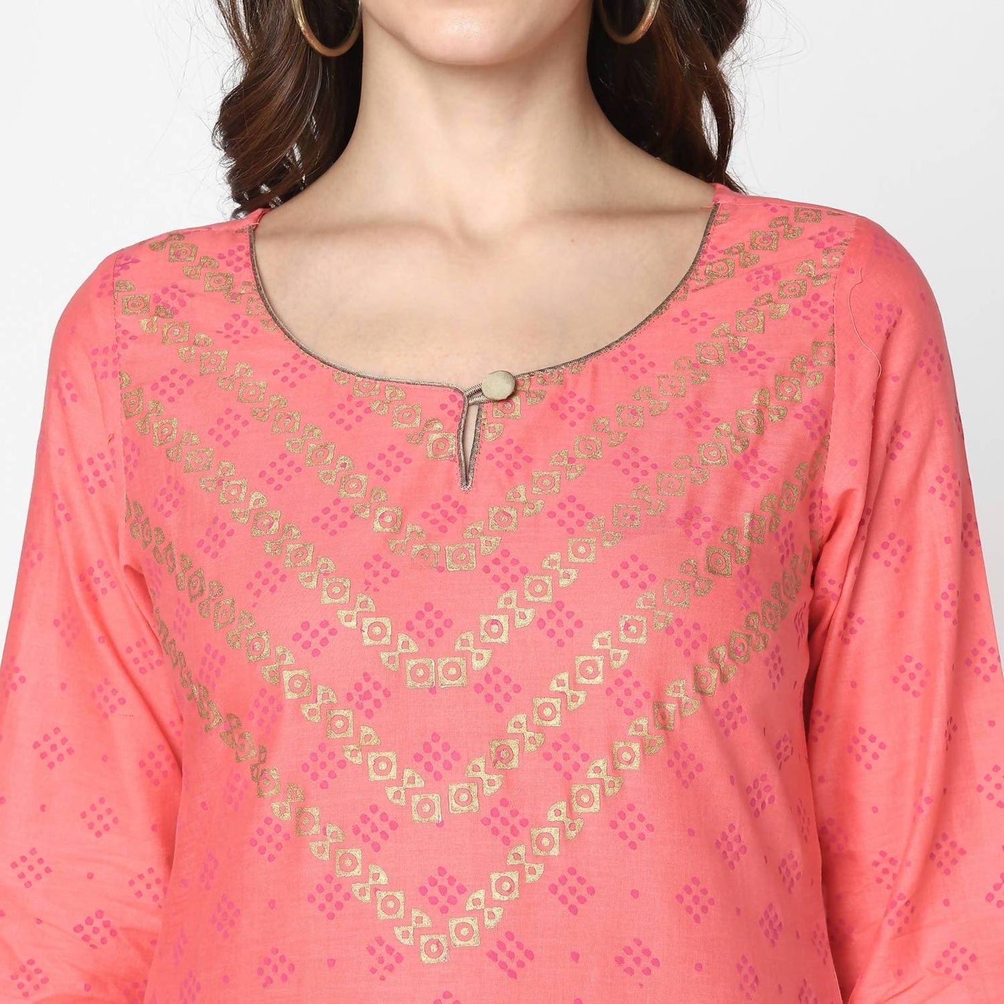 Cheera Hand Block Print Pitch Straight Kurta (MAAI-046K)