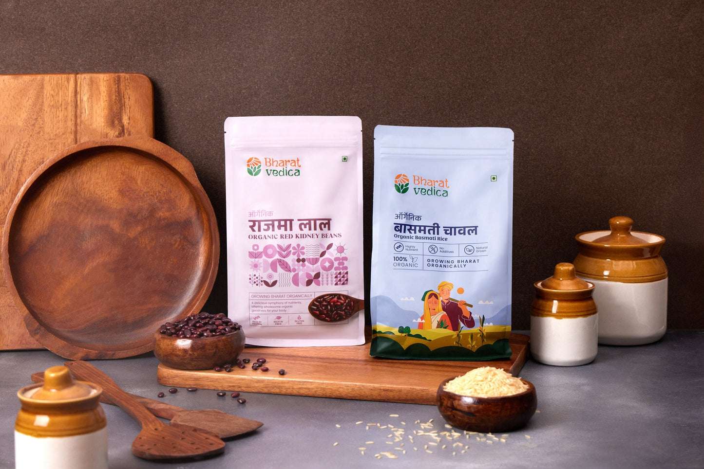 Bharat Vedica Rajma Chawal Delight (Organic Rajma Red 1kg + Organic Basmati Chawal 1kg)