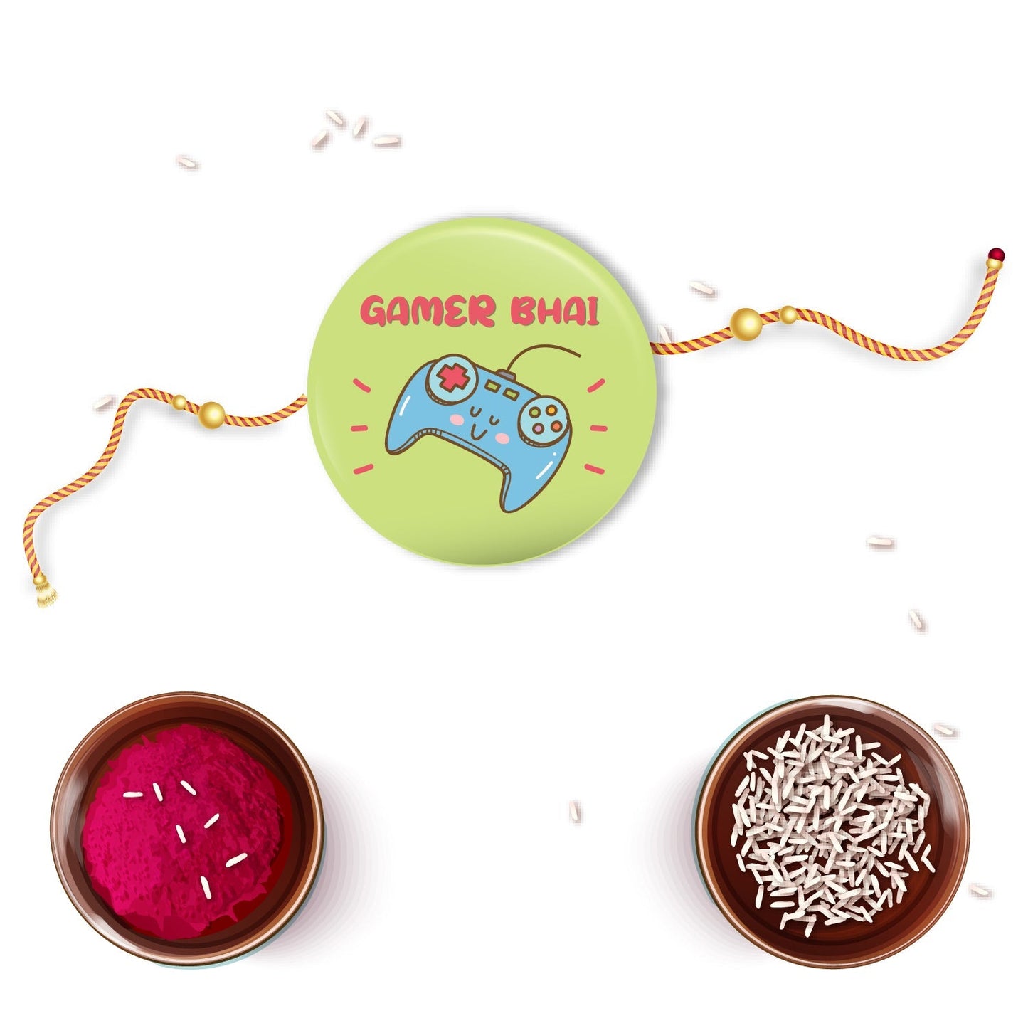 Indianvibez Gamer Bhai Metal Rakhi with Fridge Magnet - Kids Rakhi