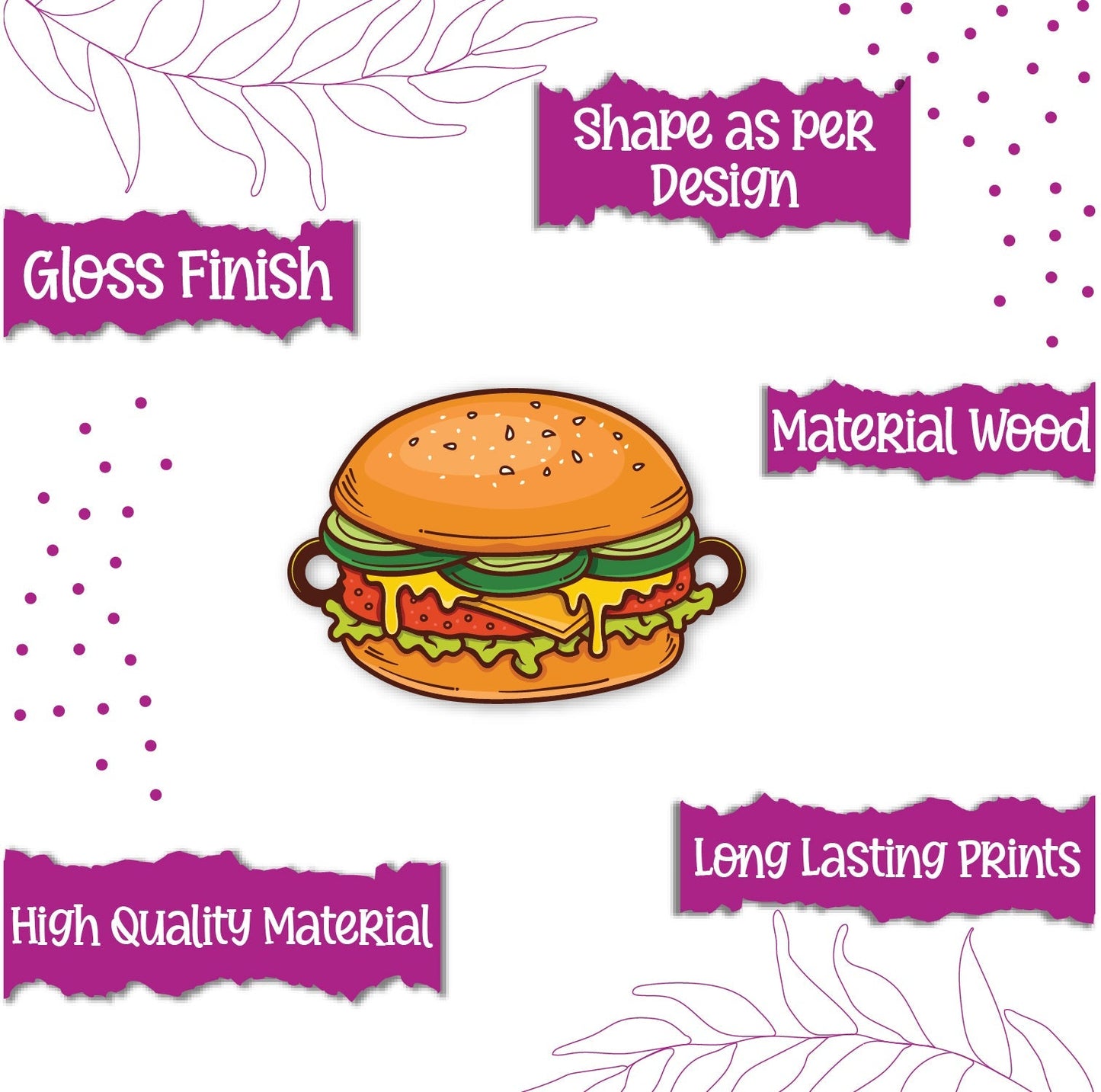 Indianvibez Burger Wooden Rakhi, Food Rakhi for Brother - Kids Rakhi