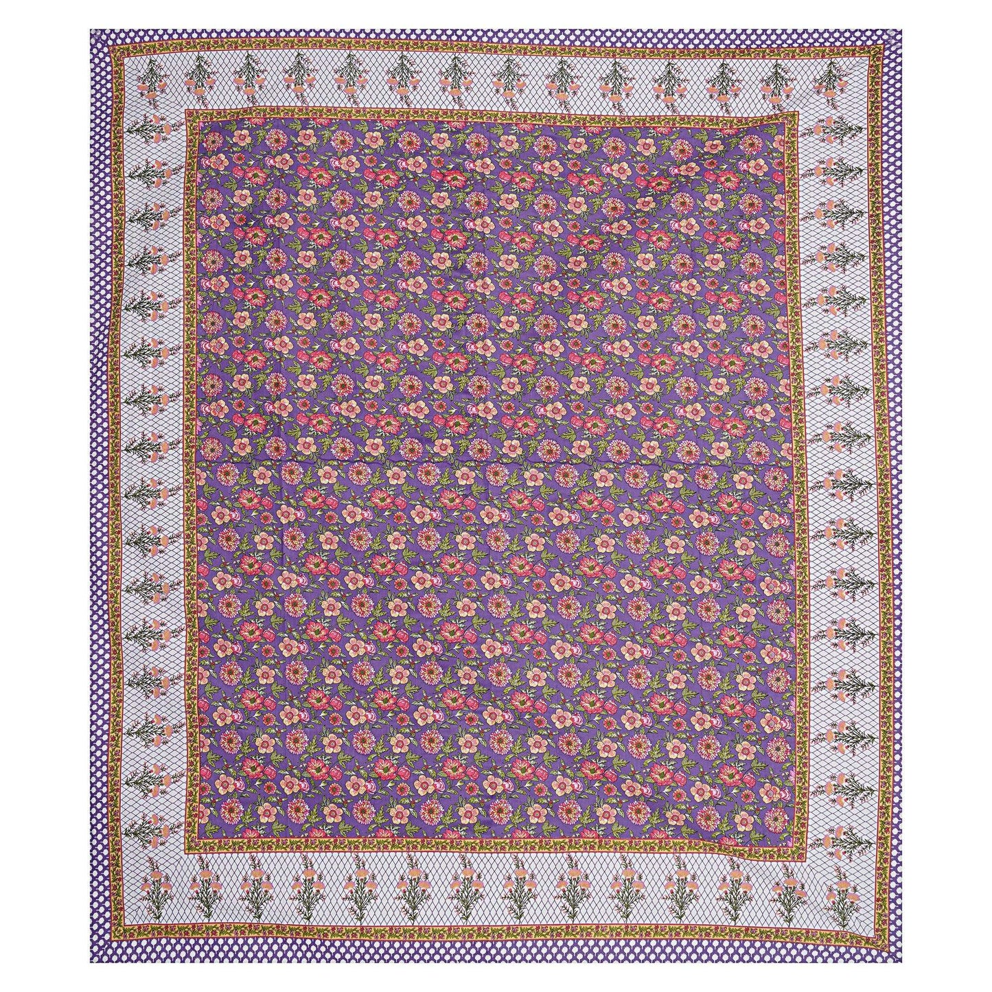Rudra Bazaar Purple 210 TC Cotton Double King Bedsheet With 2 Pillow Covers