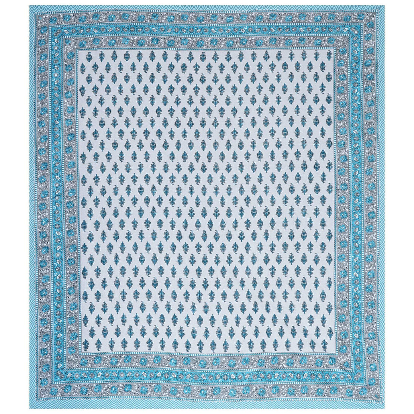 Rudra Bazaar Turquoise Blue 210 TC Cotton Double King Bedsheet With 2 Pillow Covers