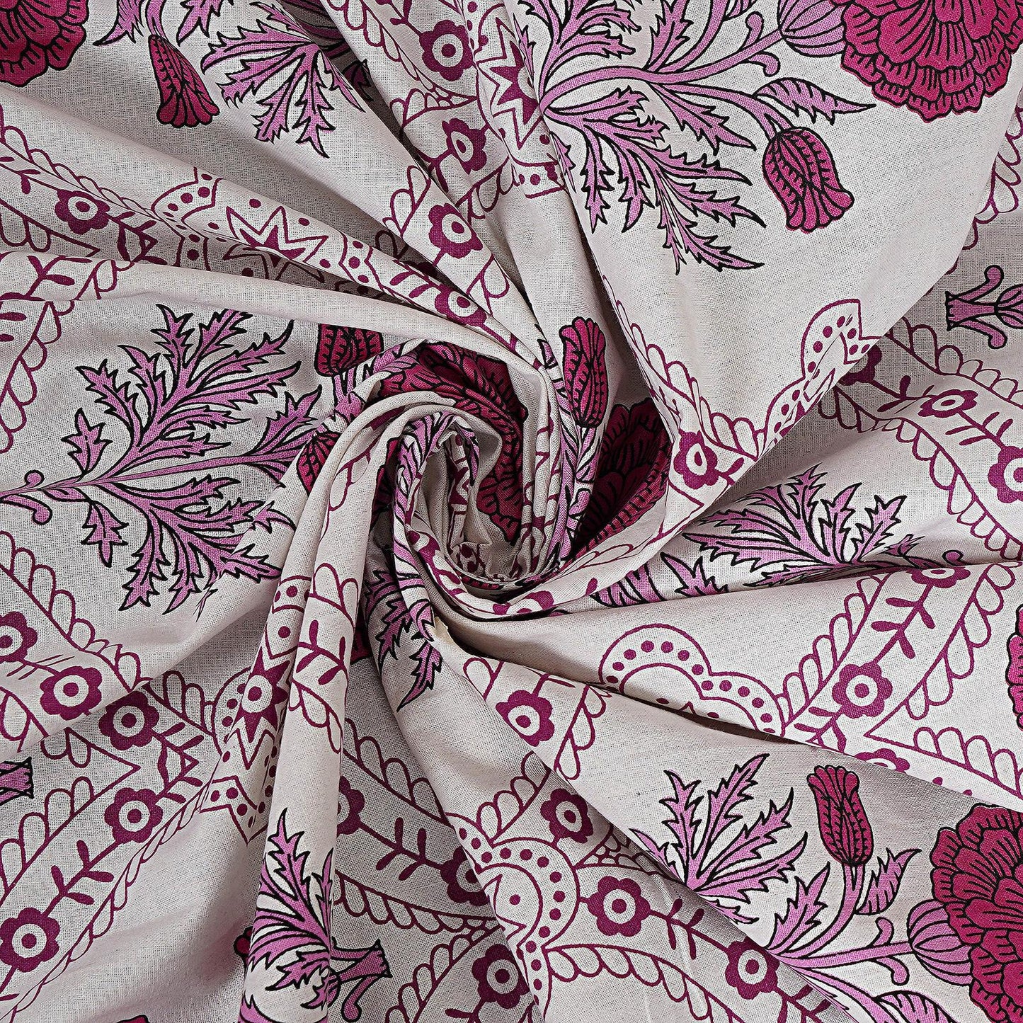 Rudra Bazaar Pink 210 TC Cotton Double King Bedsheet With 2 Pillow Covers