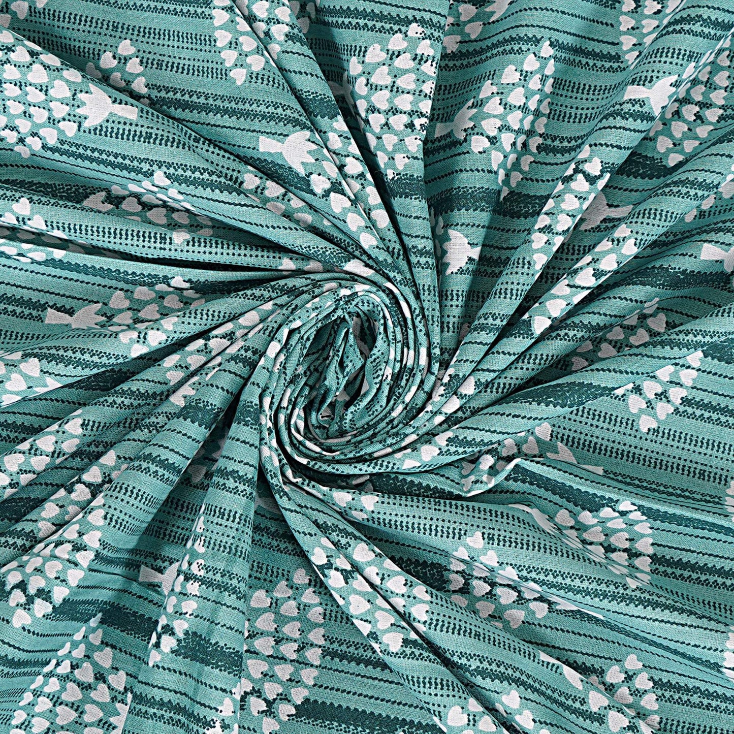 Rudra Bazaar Sea Green 210 TC Cotton Double King Bedsheet With 2 Pillow Covers