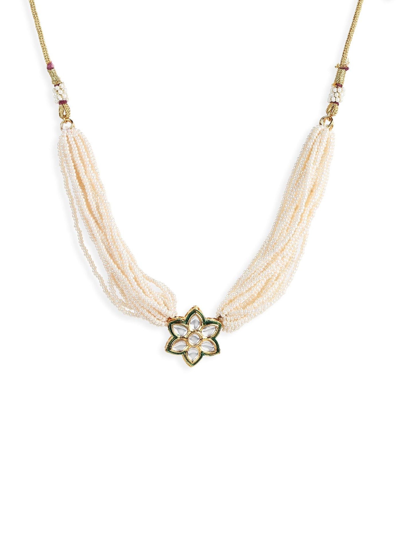 Gold-Toned White Gold-Polished Handcrafted Necklace - Ruby Raang