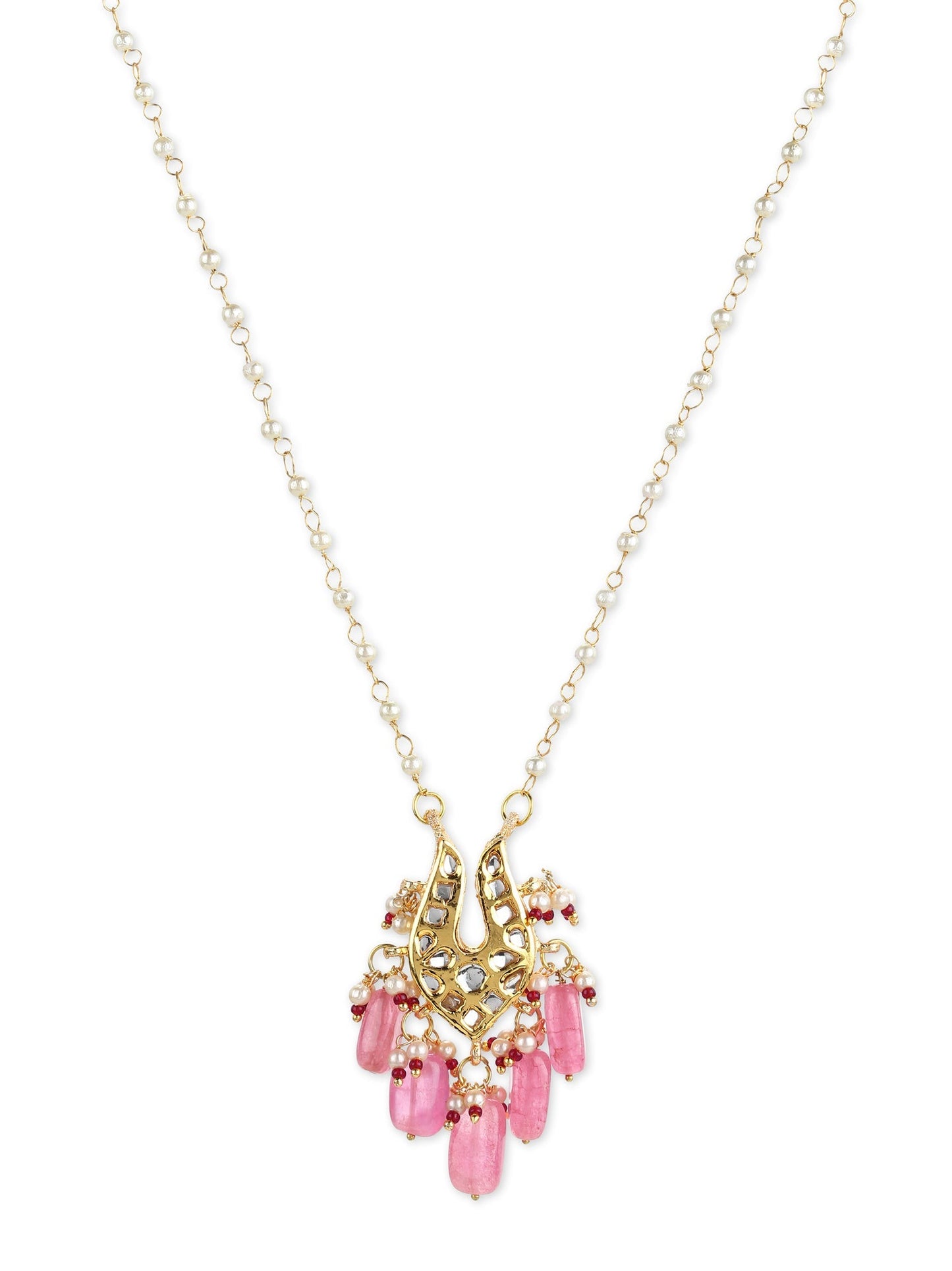 Gold-Polished Pink Brass Necklace - Ruby Raang