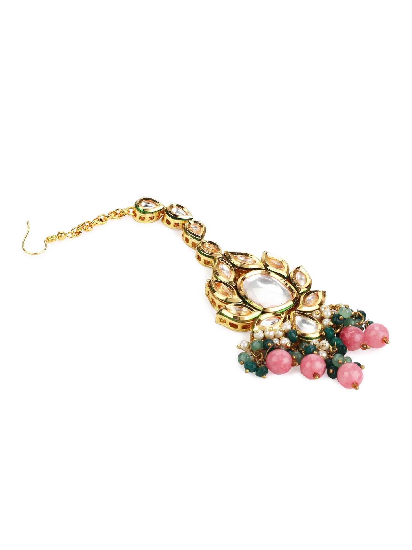 Gold-Toned Kundan Studded Maang Tikka - Ruby Raang