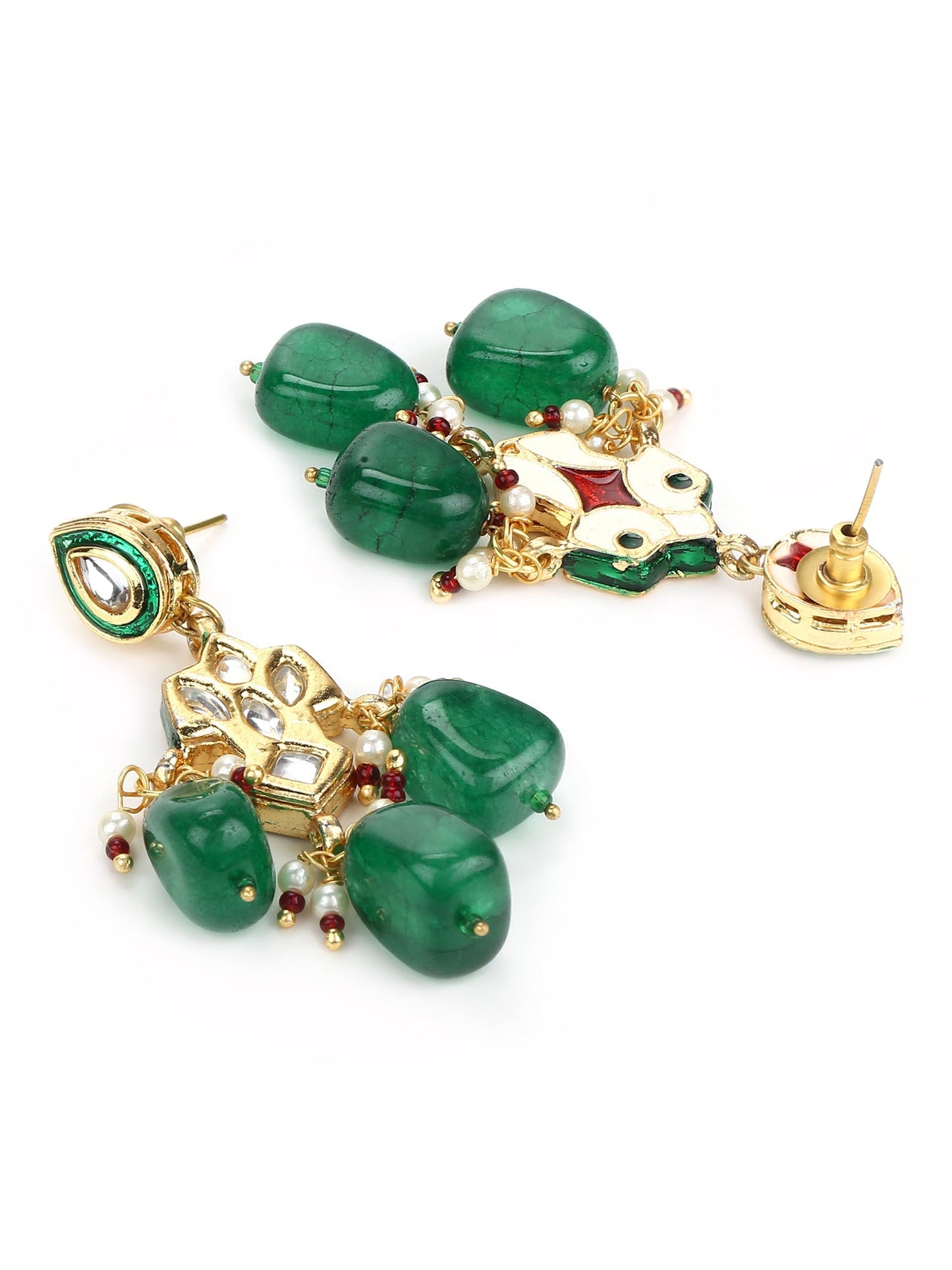 Green Contemporary Drop Earrings - Ruby Raang