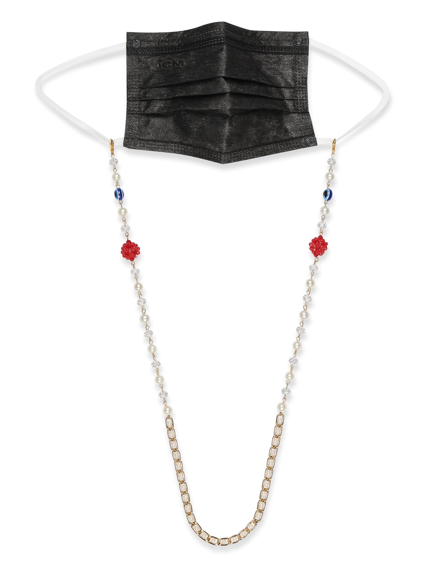 White Embellsihed Mask Chain - Ruby Raang