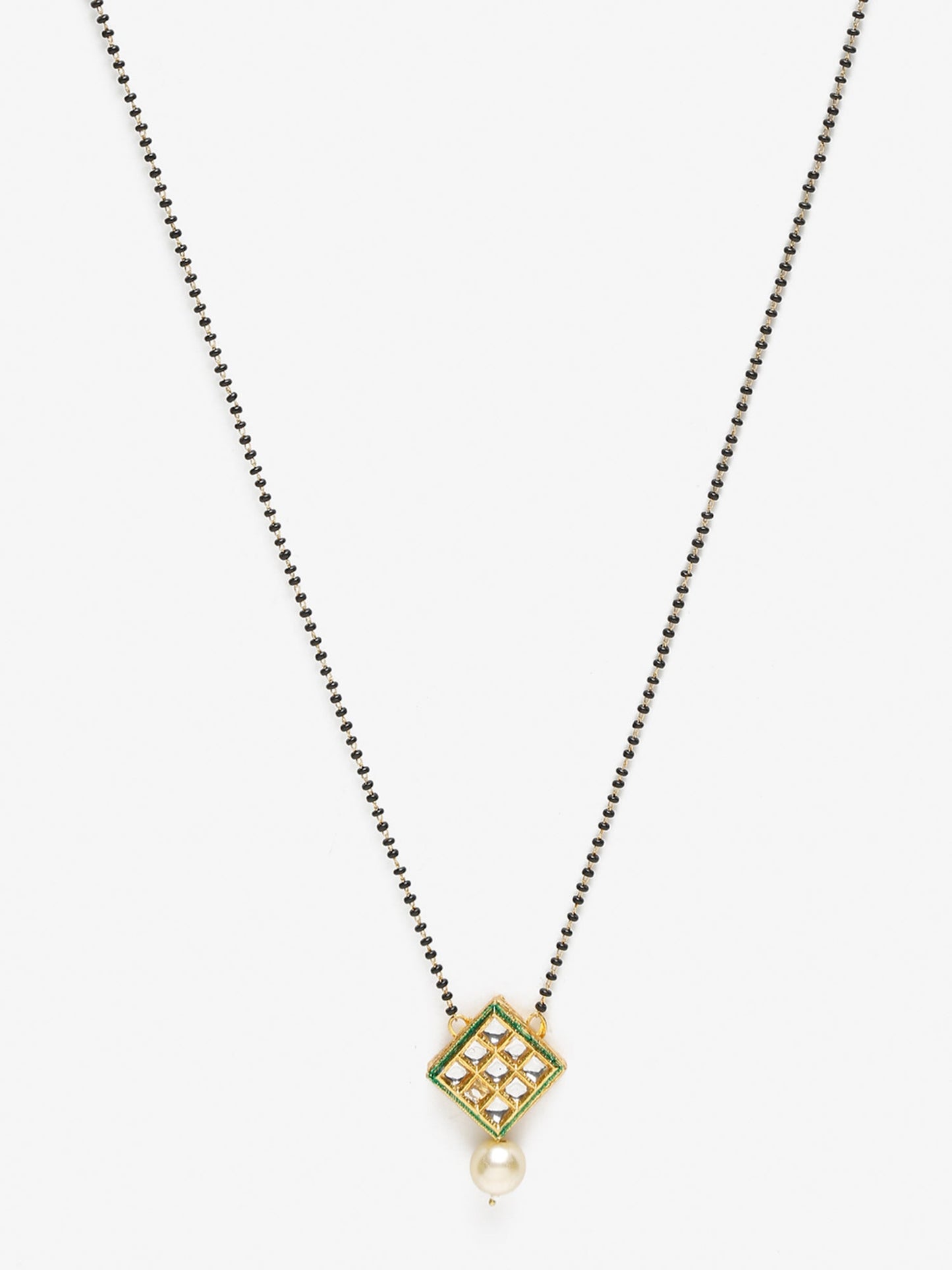 Women's Gold-Polished Black Beaded Mangalsutra - Ruby Raang