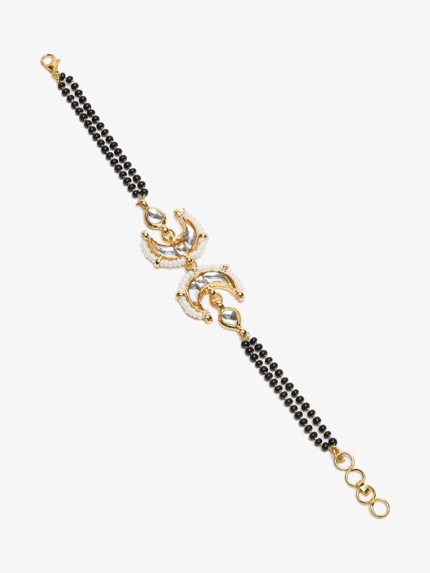 Women's Black Gold-Toned Multistrand Mangalsutra Bracelet - Ruby Raang