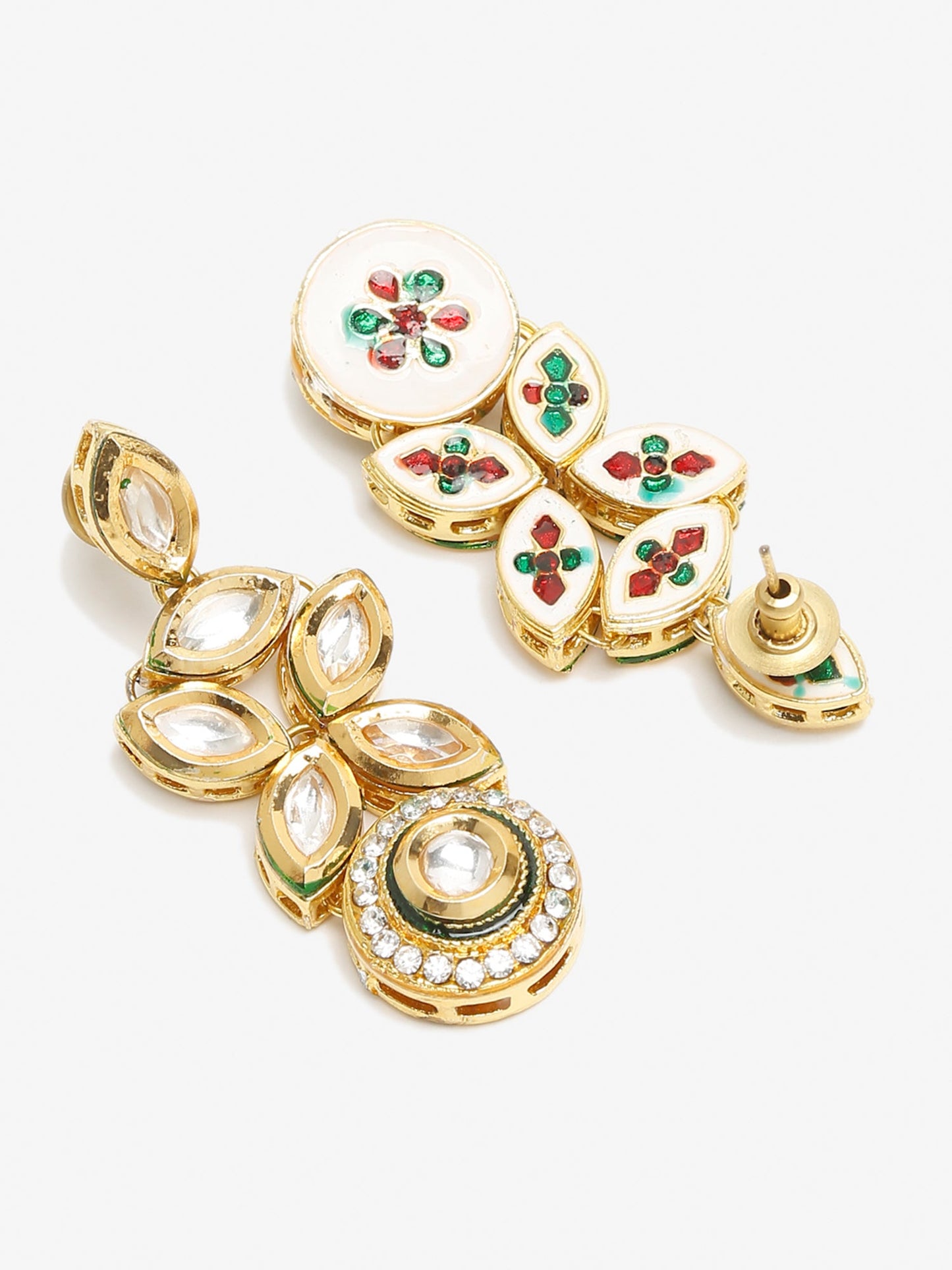 Gold-Toned Contemporary Drop Earrings - Ruby Raang
