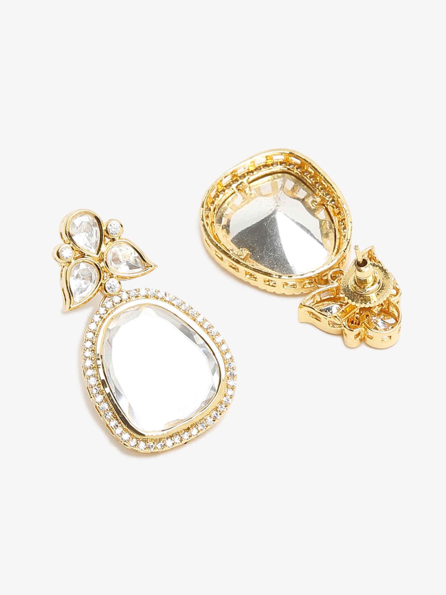 Gold-Toned Contemporary Studs Earrings - Ruby Raang
