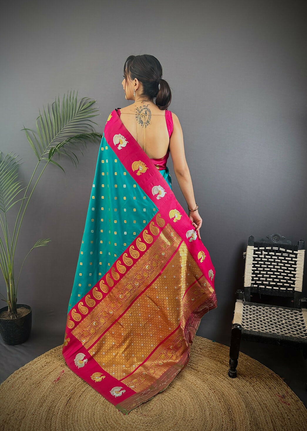 Joban Fashion Light Brown Butti Banarasi Silk Sarees
