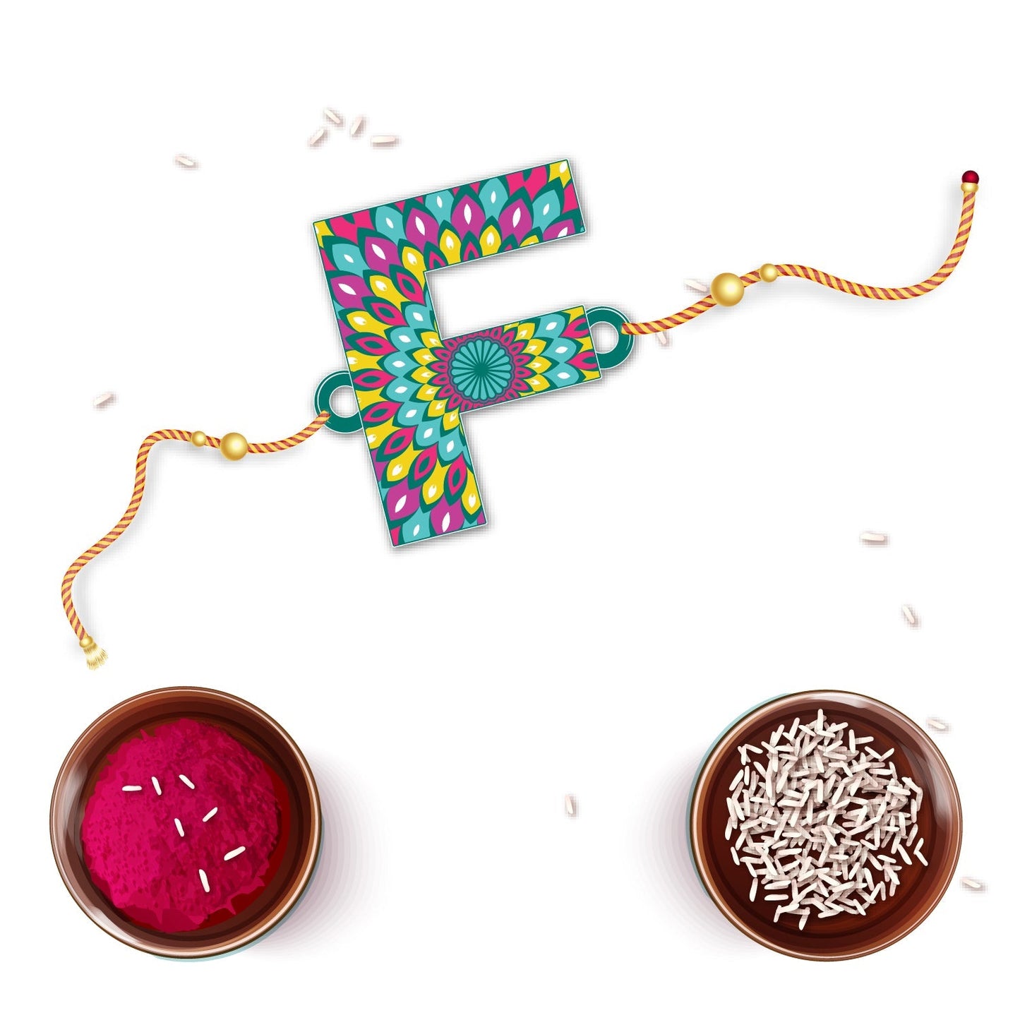 Indianvibez Alphabet F Wooden Rakhi - Kids Rakhi